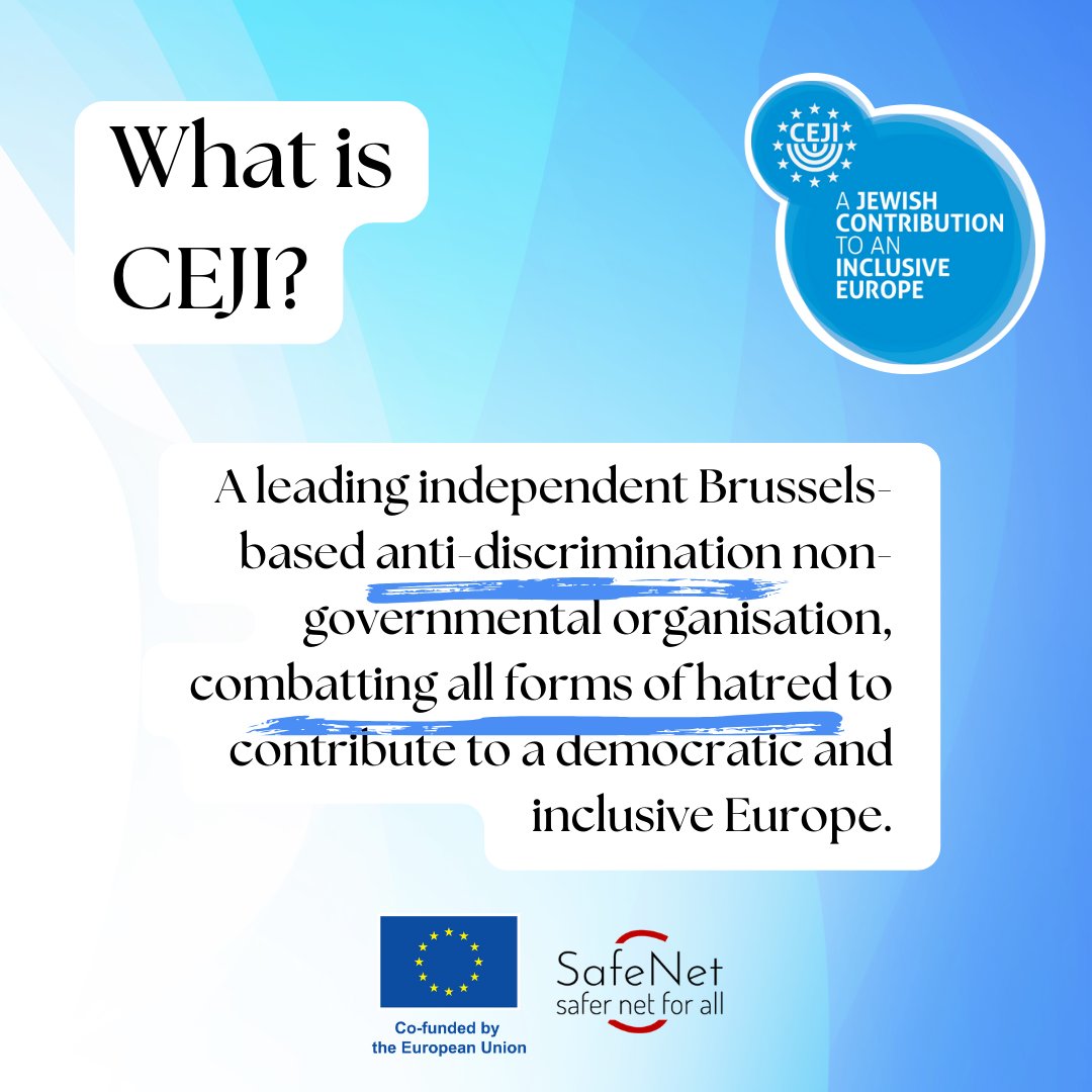 cesie_ets's tweet image. #SafeNet presents: CEJI – a Jewish Contribution to an Inclusive Europe is a leading independent Brussels-based anti-discrimination non-governmental organisation.