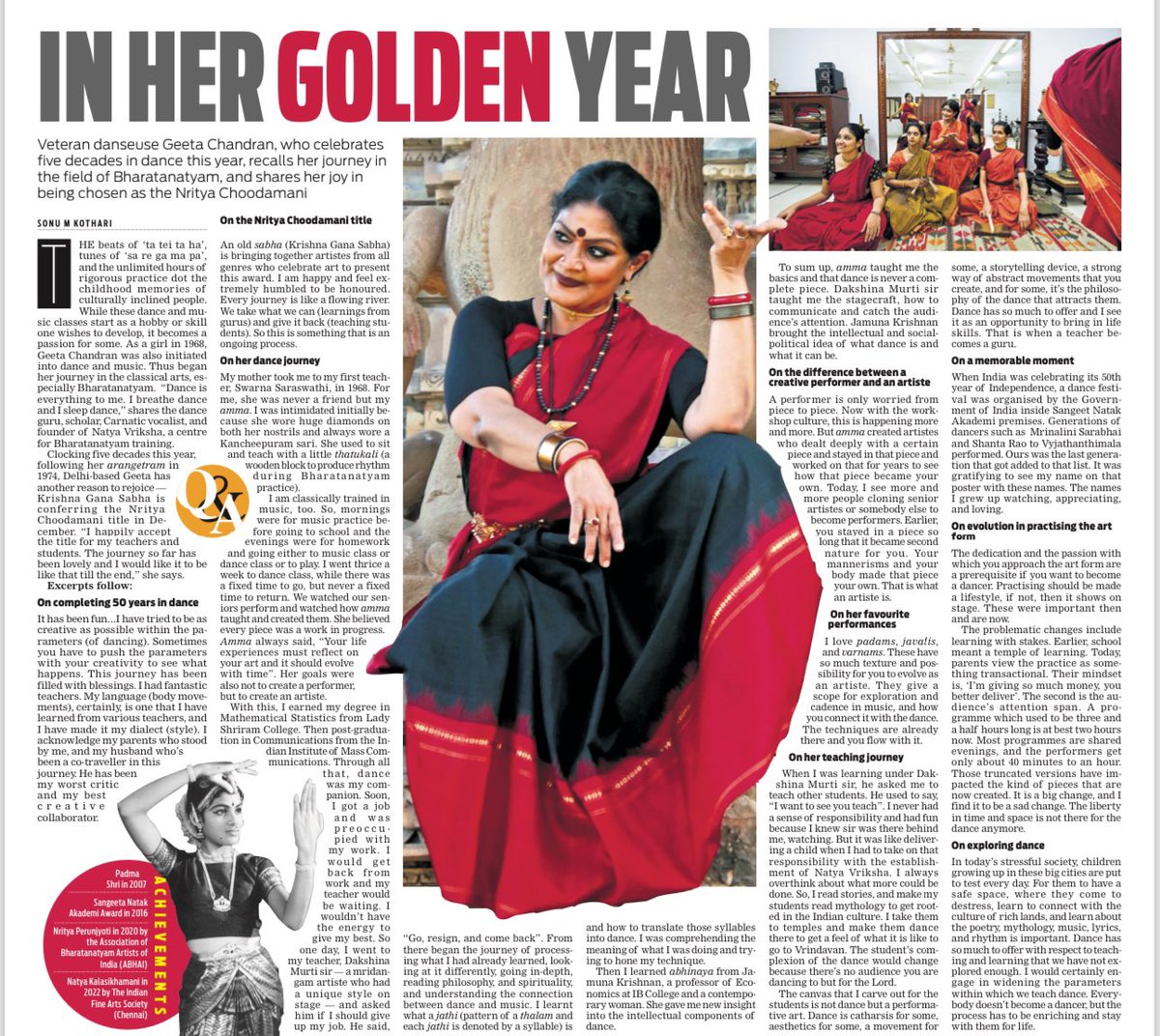 Dancer Geeta Chandran, who will be conferred the Nritya Choodamani title by Krishna Gana Sabha during the #margazhi season, talks to <a href="/Sonukothari15/">Sonu kothari</a> about her fifty years in dance <a href="/NewIndianXpress/">The New Indian Express</a> <a href="/xpresstn/">TNIE Tamil Nadu</a> #bharatanatyam 
newindianexpress.com/cities/chennai…