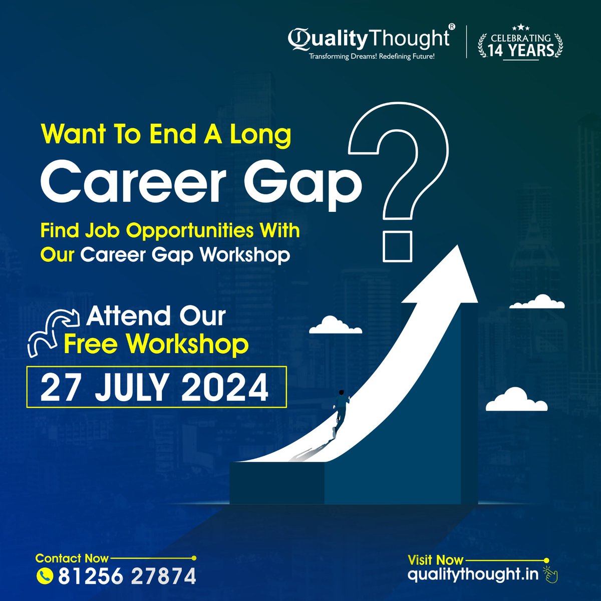 QTTWorld's tweet photo. Want To End A Long Career Gap? Attend Our Free Workshop on 27th July 2024.
🌐Register for the Course: https://t.co/YmdQgwcz3l
📷Contact - 8125627874
#qtt #qualitythought #trendingcourses #ittechnology #software #jobs #career #itindustry https://t.co/MUu3pGhOxB