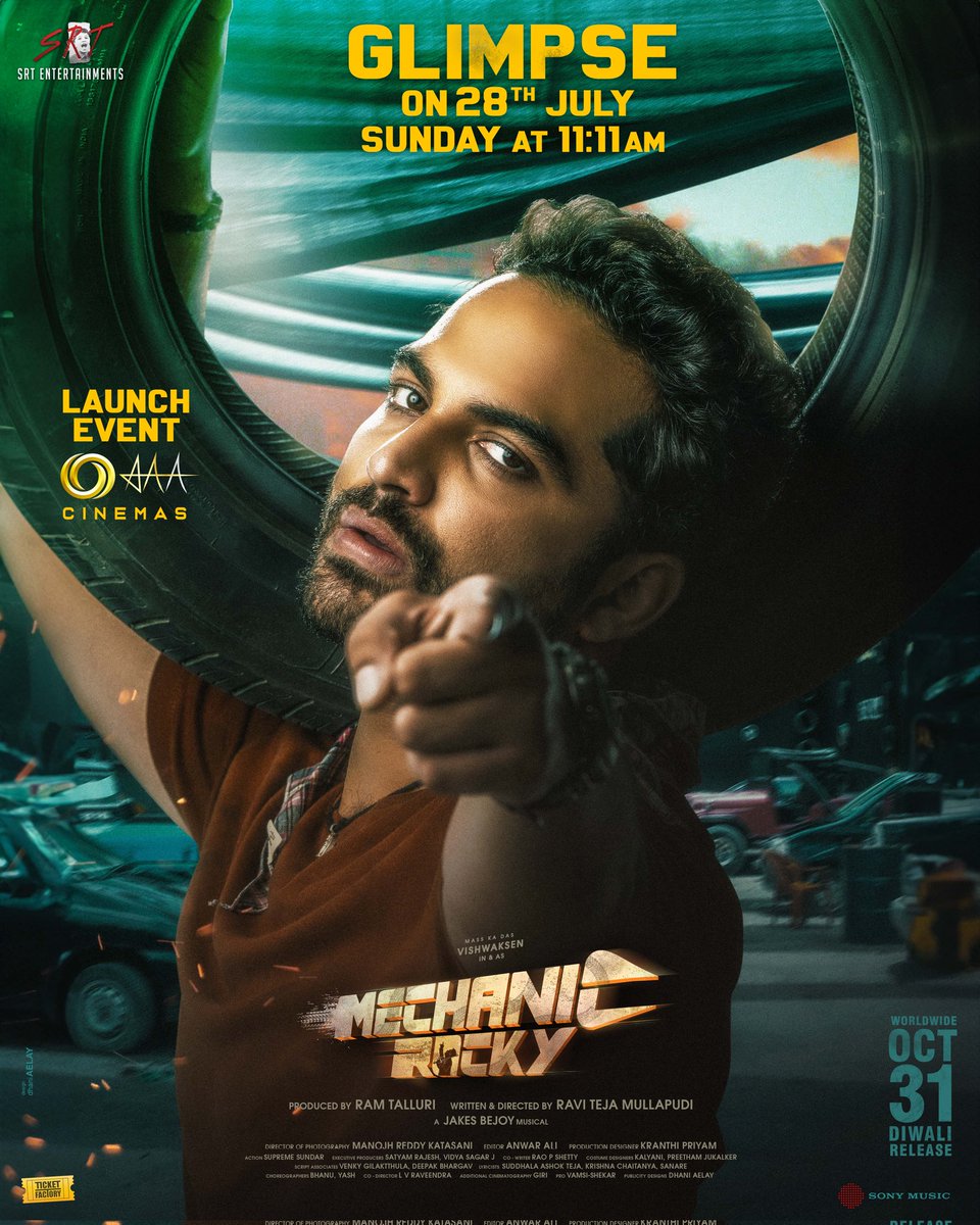 Shraddha Srinath (@shraddhasrinath) on Twitter photo Speeding into action with the First Gear of #MechanicRocky π₯
GLIMPSE Launch on 28th July at 11:11 AM π₯
πAAA Cinemas
#MechanicRockyGlimpse
#MechanicRockyOnOCT31 π οΈ
'Mass ka Das' <a href="/VishwakSenActor/">VishwakSen</a> <a href="/itsRamTalluri/">Ram Talluri</a> <a href="/Meenakshiioffl/">Meenakshii Chaudhary</a> <a href="/RaviTejaDirects/">Ravi Teja Mullapudi</a> <a href="/SRTmovies/">SRT Entertainments</a> <a href="/JxBe/">Jakes Bejoy</a> @manojhreddydop Speeding into action with the First Gear of #MechanicRocky π₯
GLIMPSE Launch on 28th July at 11:11 AM π₯
πAAA Cinemas
#MechanicRockyGlimpse
#MechanicRockyOnOCT31 π οΈ
'Mass ka Das' <a href="/VishwakSenActor/">VishwakSen</a> <a href="/itsRamTalluri/">Ram Talluri</a> <a href="/Meenakshiioffl/">Meenakshii Chaudhary</a> <a href="/RaviTejaDirects/">Ravi Teja Mullapudi</a> <a href="/SRTmovies/">SRT Entertainments</a> <a href="/JxBe/">Jakes Bejoy</a> @manojhreddydop