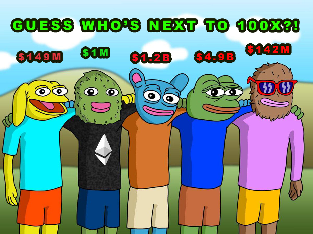 GUESS WHO'S NEXT TO 100X ?!  
<a href="/Matt_Furie/">𝓜𝓪𝓽𝓽 𝓕𝓾𝓻𝓲𝓮</a> Fam unite! $ANDY $BRETT $PEPE $WOLF