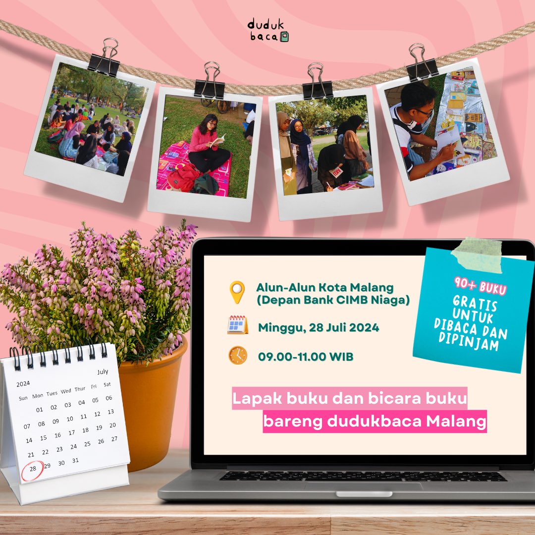 dudukbaca's tweet photo. Siapa yang sudah nggak sabar buat hadir di lapak DudukBaca akhir pekan ini? π
Seperti biasa, Dubi kembali hadir menemani Minggu pagi para #Bacawan, yang bertempatan di:
π Alun-Alun Kota Malang
π
Minggu, 28 Juli 2024
β° 09.00 - 11.00 WIB
Yuk, datang! See you on Sunday! π« https://t.co/d3lhotR4TU