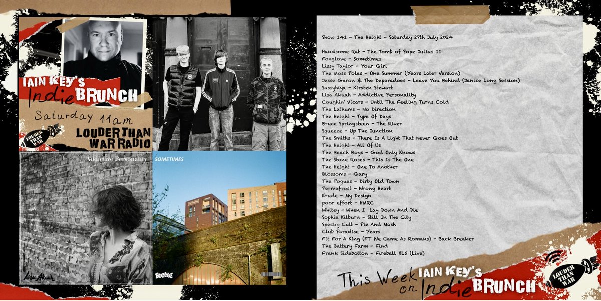 Iain Key (@iainkey) on Twitter photo Tomorrow 11am on my Indie Brunch with special guest <a href="/JohnDentonMusic/">John Denton Music</a> of <a href="/TheHeightBand/">The Height</a> for <a href="/louderthanwar/">Louder Than War</a>
Stream via s2.radio.co/sab795a38d/lis… or Android/iOS or catch up on Mixcloud
<a href="/RatHandsome/">HandsomeRat</a> <a href="/foxgloveband_/">FOXGLOVE</a> <a href="/LissyTaylor17/">LISSY TAYLOR</a> #themosspoles <a href="/JGATDesperadoes/">Jesse Garon</a> #sassyhiya <a href="/LisaAkuah/">LisaAkuah</a> Tomorrow 11am on my Indie Brunch with special guest <a href="/JohnDentonMusic/">John Denton Music</a> of <a href="/TheHeightBand/">The Height</a> for <a href="/louderthanwar/">Louder Than War</a>
Stream via s2.radio.co/sab795a38d/lis… or Android/iOS or catch up on Mixcloud
<a href="/RatHandsome/">HandsomeRat</a> <a href="/foxgloveband_/">FOXGLOVE</a> <a href="/LissyTaylor17/">LISSY TAYLOR</a> #themosspoles <a href="/JGATDesperadoes/">Jesse Garon</a> #sassyhiya <a href="/LisaAkuah/">LisaAkuah</a>