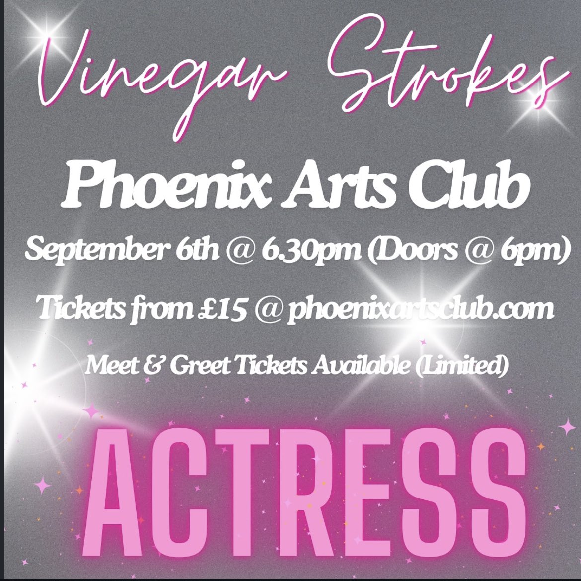 Vinegar Strokes announces her debut solo show, ‘Actress’, premiering at the Phoenix Arts Club in London, United Kingdom, September 6.
