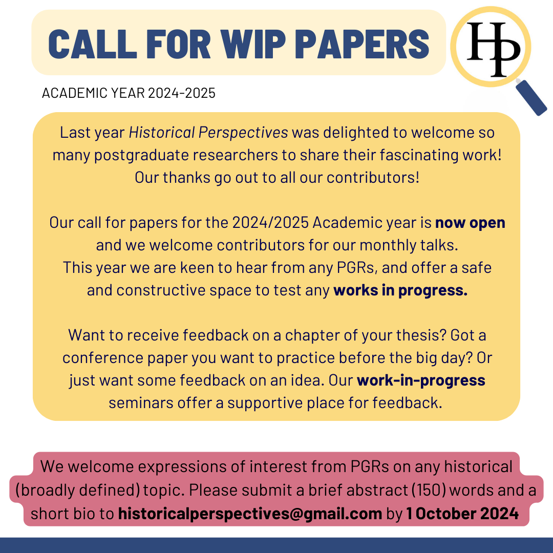 🚨Call for Papers Alert! 🚨
Got a paper you're working on and want some feedback?
Want to share some new ideas?
Or just want to share what you've been working on!

Our work-in-progress seminar sessions offer a supportive environment to share your work
Check it out below: