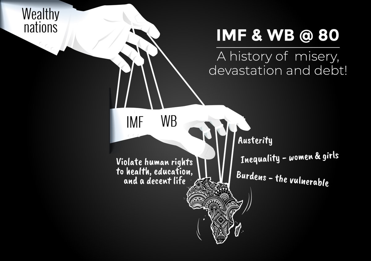 ‼️The <a href="/IMFNews/">IMF</a> and <a href="/WorldBank/">World Bank</a>, controlled by wealthy nations, impose harmful conditionalities that:
i. Prioritise austerity over development
ii. Violate human rights to health, education, and a decent life.
iii. Disproportionately affect women, girls, and vulnerable groups.
iv.