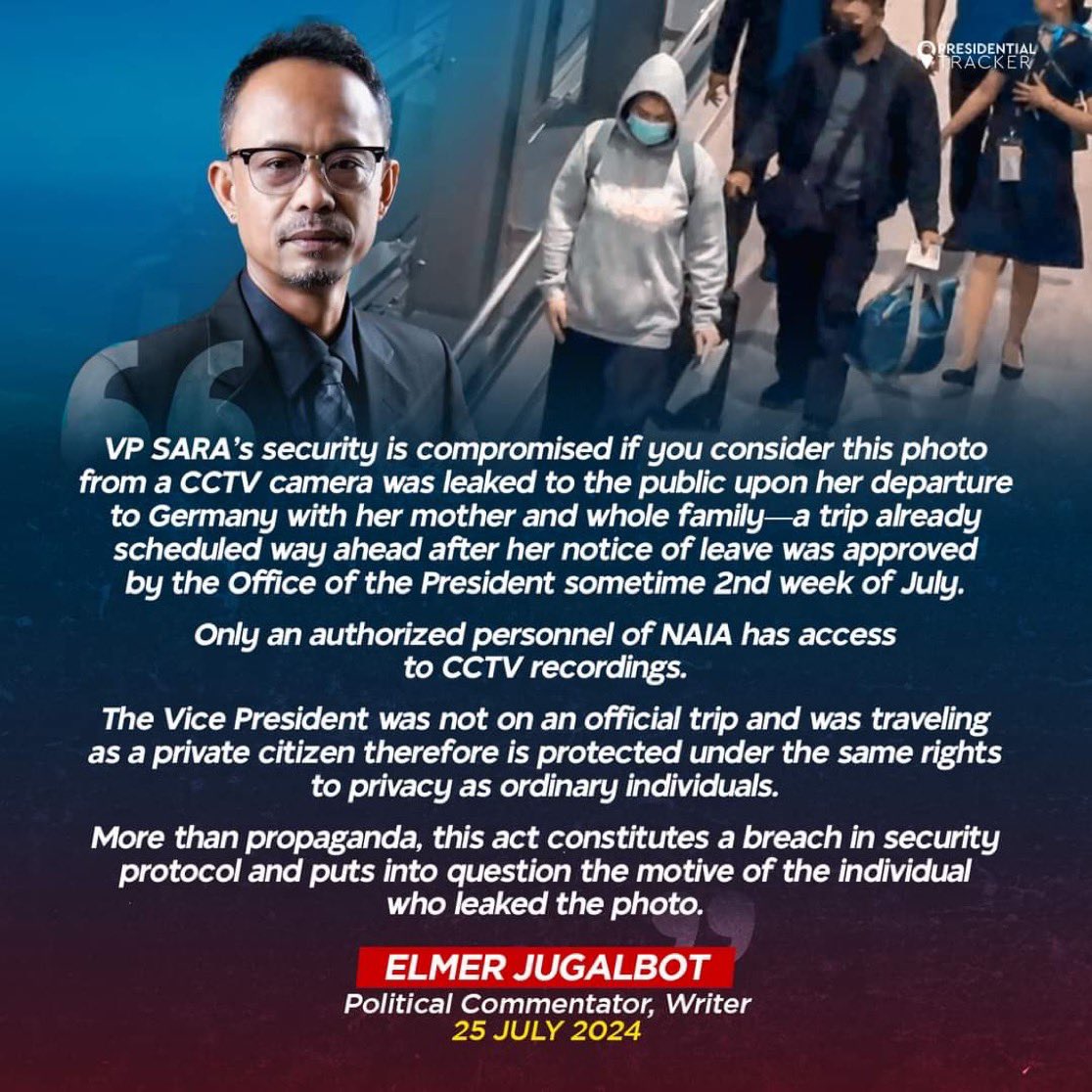 So they leaked this security camera footage after the VPs security detail was removed?

Anong gusto ninyong gawin <a href="/GiboTeodoro2025/">Gilbert ‘GIBO’Teodoro, Jr.</a>, <a href="/DOTrPH/">DOTrPH 🇵🇭</a> @ <a href="/bongbongmarcos/">Bongbong Marcos</a>?