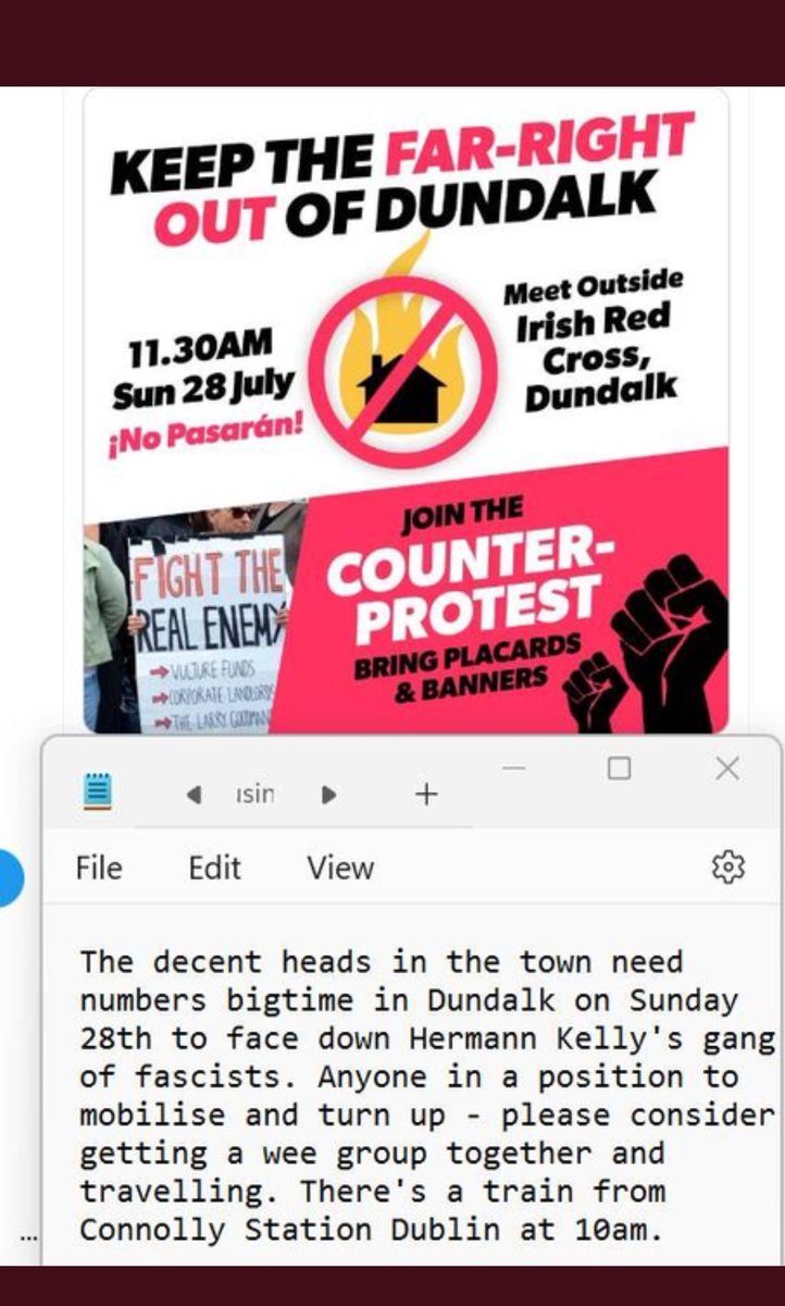 FREESTATENOVA's tweet photo. They're telling you Dundalk says no when they're not even from Dundalk .They're here to set their own agenda that has nothing to do with this town, then they'll go back on the bus to annoy another area .This Sunday let your voice be heard we're not bigots .We're bigger than this. https://t.co/tw4kp4IF7Z