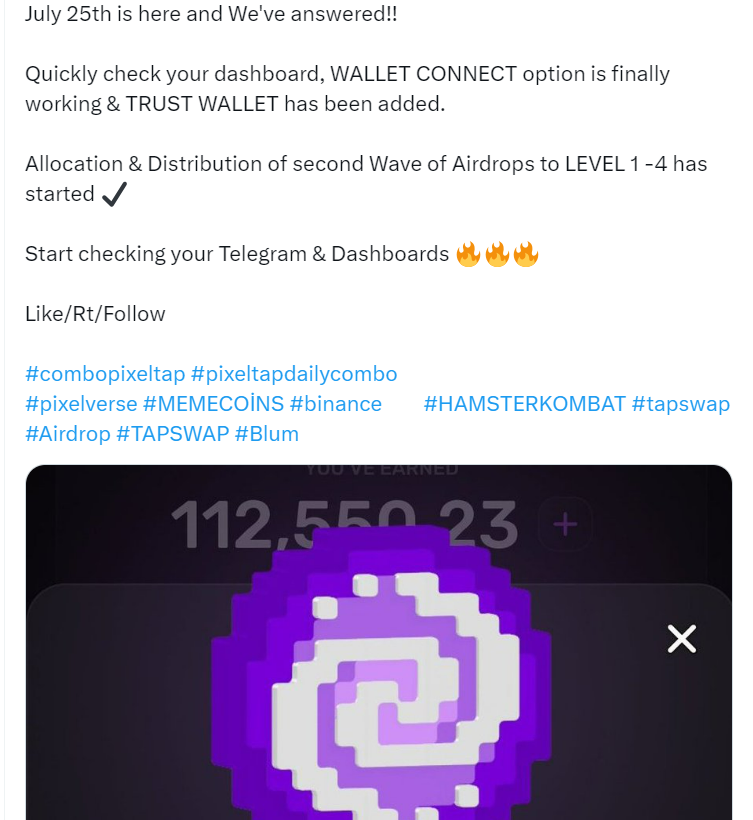 RYadav8177's tweet photo. 🚨🚨Please be Careful 🚨

1 👉#Pixelverse is not giving any distribution again from level 1 to 4

2 👉Pixelverse has not yet given withdrawal of the distribution given at the first stage, it has extended it by 6 more days

3 👉All these types of messages are being sent by PAID influencers, so stay away from such influencers because they are only looking for their own benefits and are misleading the community, please boycott such paid & froud influencers.

4 👉Pixelverse was never good and will never be good because it has betrayed the community in a big way

#dotcoin #pixelverse #Hamsterkombat #airdrop #scam @ton_blockchain @telegram #memecoins