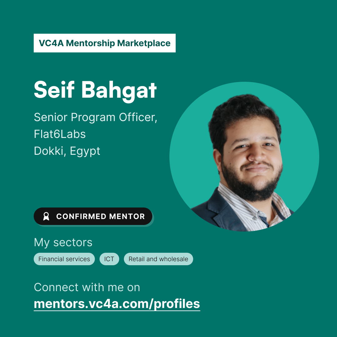 VC4A_Africa's tweet photo. Meet Seif Bahgat, our VC4A Mentor of the Week 🎉 , whose experience with the startup ecosystem in the MENA region has helped countless startups scale. Looking for a mentor close to you in MENA? Connect with Seif now! https://t.co/H2oaMetrPF
#MentorOfTheWeek #VC4A #mentorship https://t.co/NDr84uLAc5