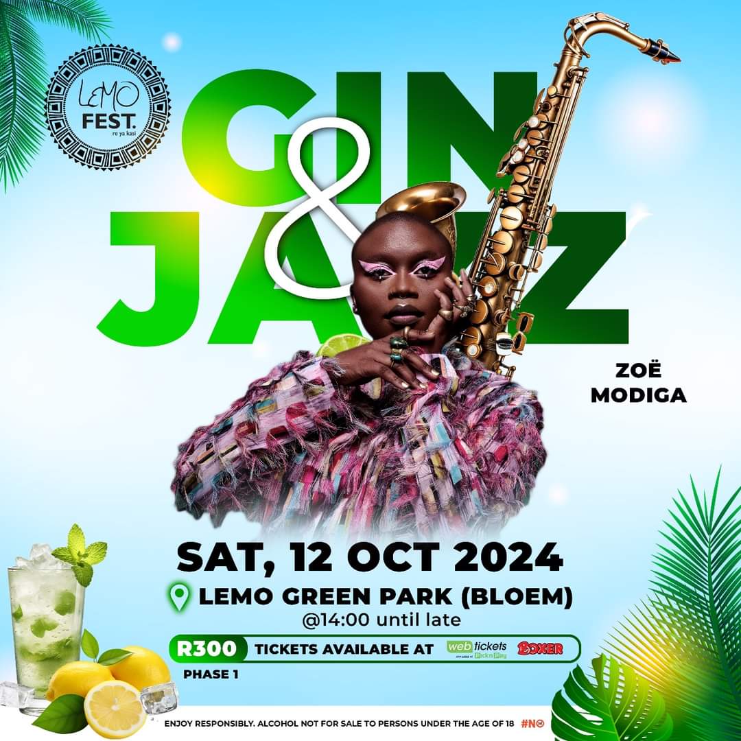 ArtStateWeb's tweet image. The @lemo_fest Gin &amp;amp; Jazz Fest is for the modern and the old school music lover. Featuring the blazing vocals of award-winning Zoe Modiga, SAMA nominee S&apos;nazo, Nomfundo Moh, the soothing musicianship of Selaelo Selota, Bhudaza, Mandisi Dyantyis, Hotstix, among others.