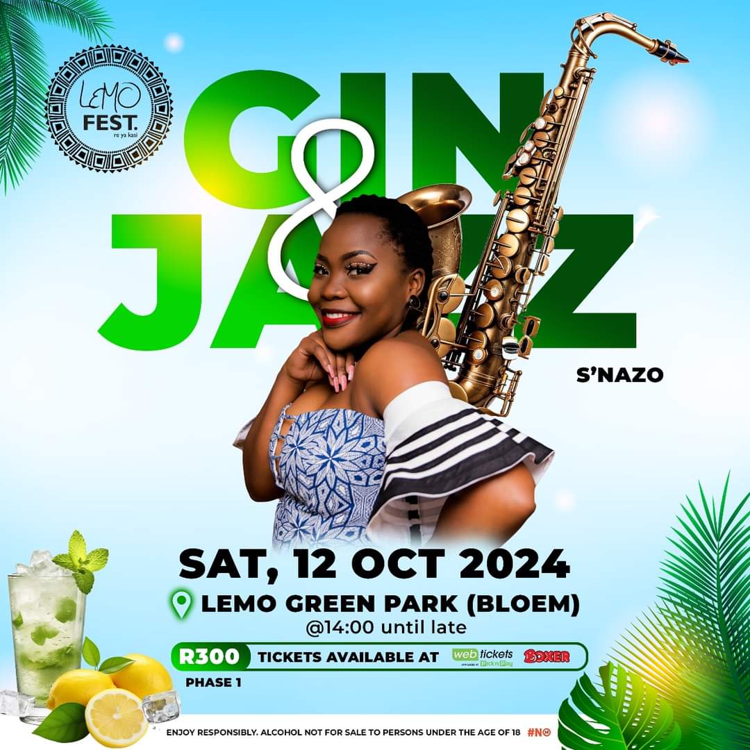 ArtStateWeb's tweet image. The @lemo_fest Gin &amp;amp; Jazz Fest is for the modern and the old school music lover. Featuring the blazing vocals of award-winning Zoe Modiga, SAMA nominee S&apos;nazo, Nomfundo Moh, the soothing musicianship of Selaelo Selota, Bhudaza, Mandisi Dyantyis, Hotstix, among others.