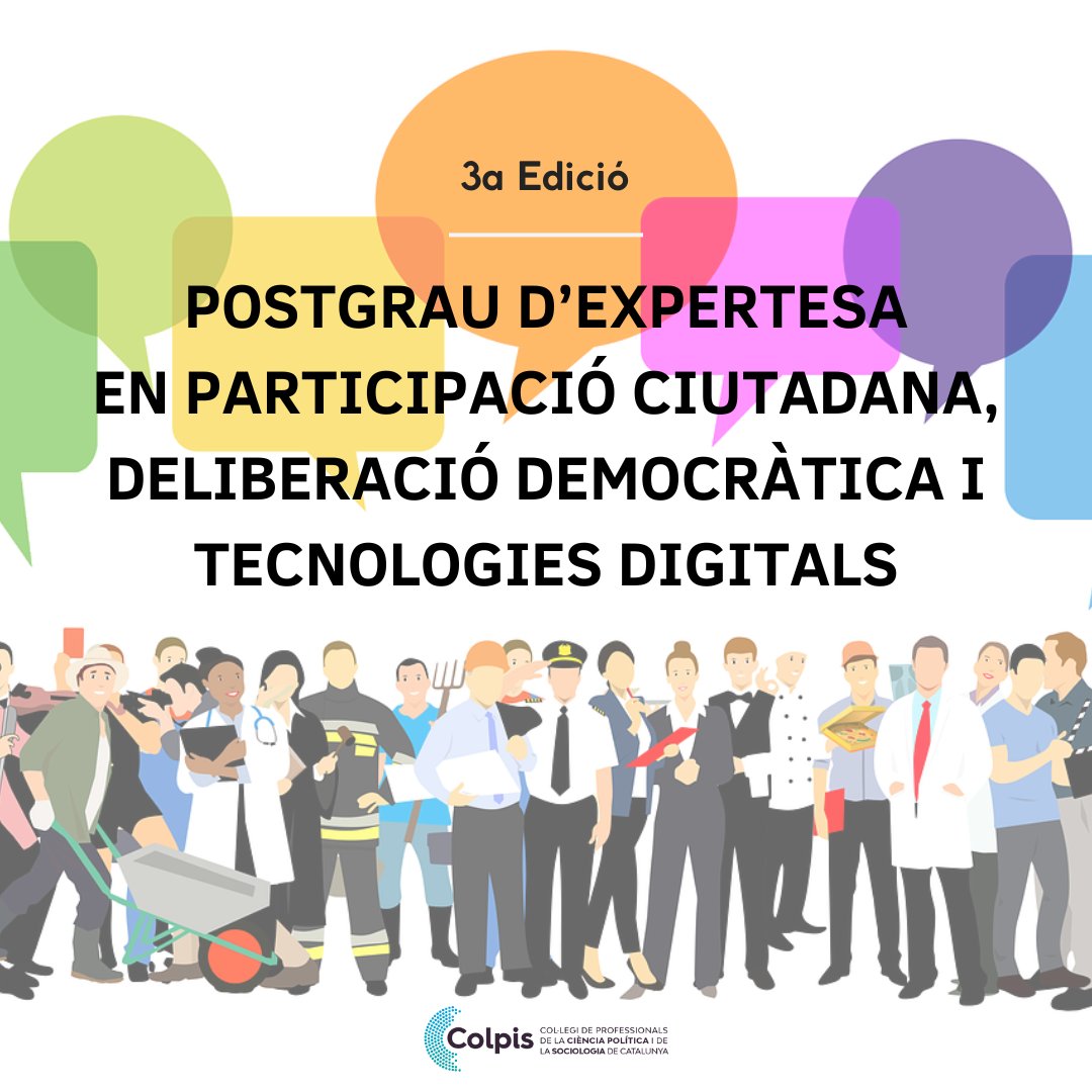 Col·legi Prof. Ciència Política i Sociologia CAT (@colpiscat) on Twitter photo 📌3a edició del Postgrau Participació ciutadana, deliberació democràtica i tecnologies digitals
👥Direcció de <a href="/JordiPachecoCol/">Jordi_Pacheco</a> <a href="/Exeivia/">Xavier Moreno</a> i <a href="/jlmarti2075/">José Luis Martí</a>
🗓️Feb-Juny'25
➡️Matrícula oberta! tinyurl.com/226vcy2y 📌3a edició del Postgrau Participació ciutadana, deliberació democràtica i tecnologies digitals
👥Direcció de <a href="/JordiPachecoCol/">Jordi_Pacheco</a> <a href="/Exeivia/">Xavier Moreno</a> i <a href="/jlmarti2075/">José Luis Martí</a>
🗓️Feb-Juny'25
➡️Matrícula oberta! tinyurl.com/226vcy2y
