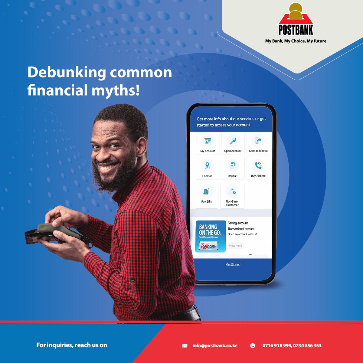 Postbank1's tweet photo. Debunking common financial myths. Ati kula hiyo thao unasave haiwezi jenga! Twambie yako kwa comment section.
#SaveVisimple #SaveNaPostbank https://t.co/RhuTCTnmeu