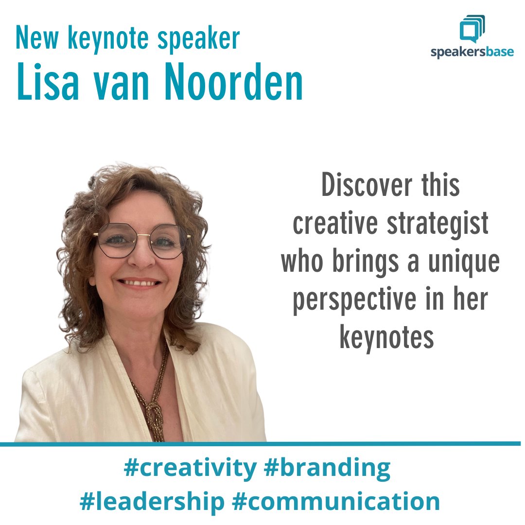 We are thrilled to present Lisa van Noorden. She is a renowned branding expert and the brilliant mind behind the keynote, "Fearless Branding - Distinction through Defiance." 
👉 Find out more: speakersbase.com/speakers/lisa-…
#Branding #Creativity #Leadership #Innovation #Marketing #