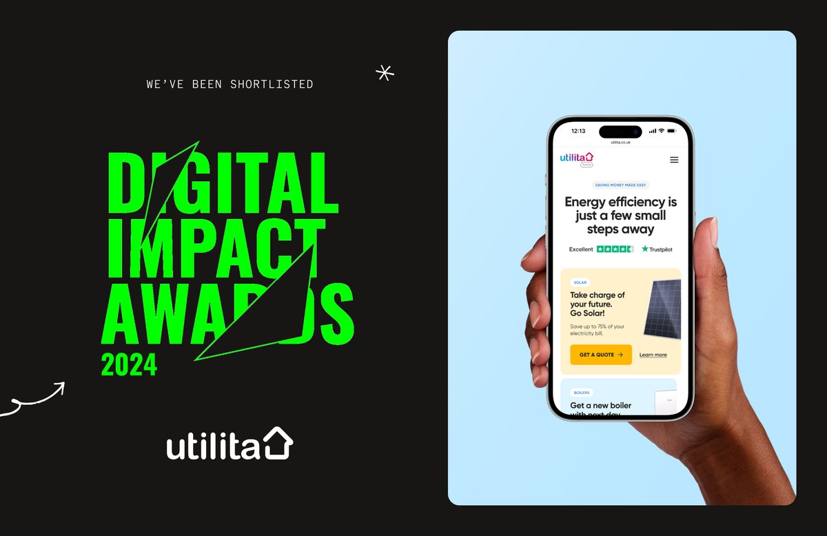 weareadaptable's tweet photo. We're delighted that our project with @UtilitaEnergy has been shortlisted for this year's Digital Impact Awards ๐
Well done to our team for their work on this project, and a big thanks to the team at Utilita for their fantastic ongoing collaboration too. ๐
#DIAwards #awards https://t.co/x4HtDZDifz