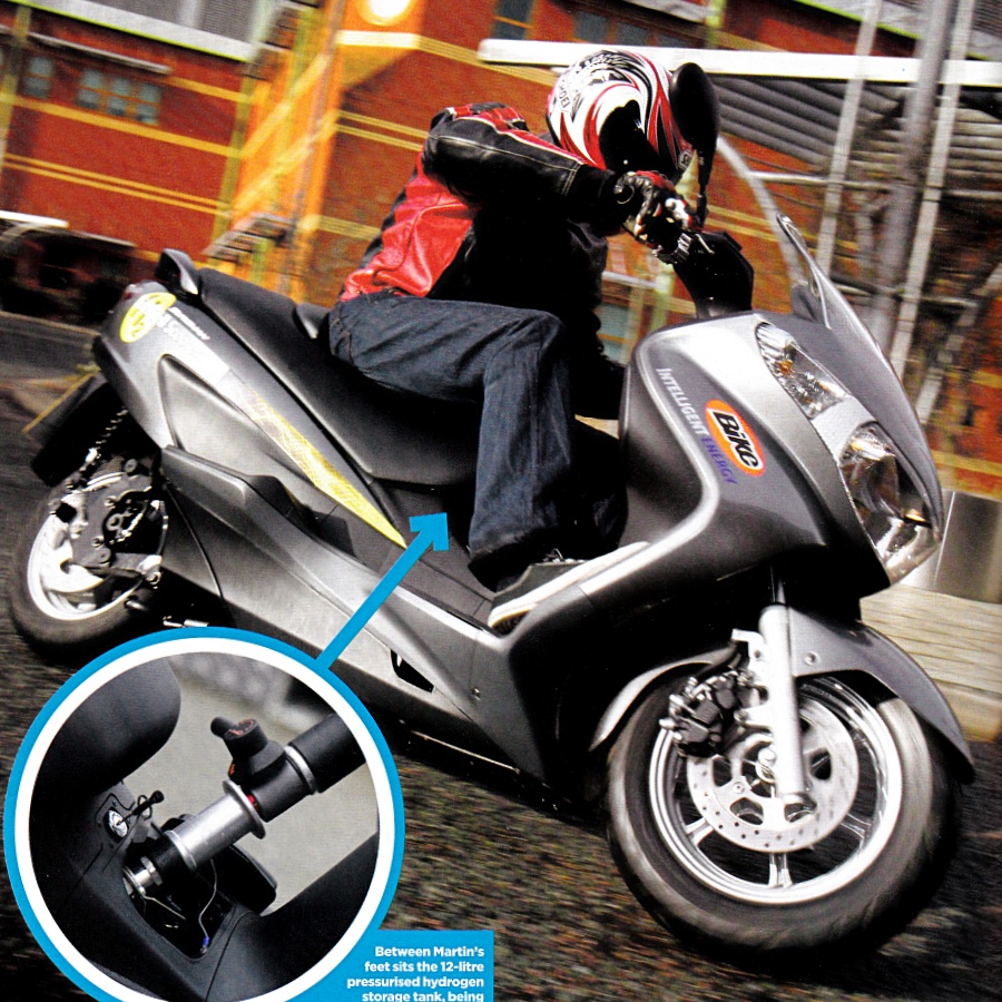 Mufga's tweet photo. @MLiebreich Quite. Back in Feb 2010 I rode this hydrogen (fuel-cell) Suzuki scooter, an evolution / adaption of that Intelligent Energy ENV in your slide. "The future," they said 14 years ago.

Thanks for the reply - big fan of your work 🙏 https://t.co/tngVb5dHhZ