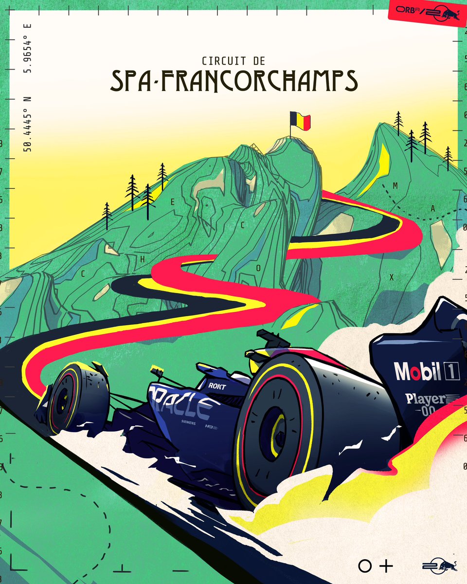 redbullracing's tweet photo. Racing up the hills for one last push before summer break 🇧🇪

#F1 || #BelgianGP https://t.co/ReGaDxsN6G