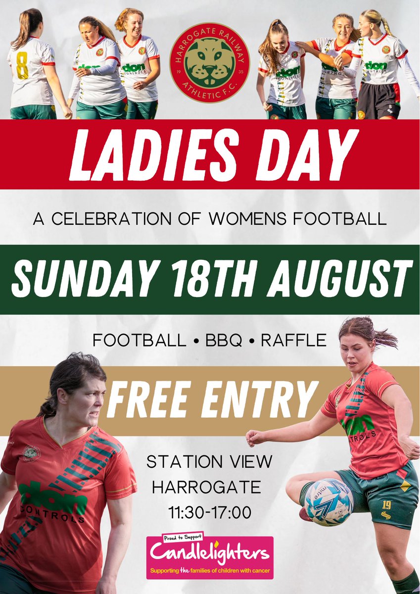 TheRail_Ladies's tweet photo. Good morning #Harrogate! We'd like to invite you once again to celebrate women's football at Station View and also help raise money for @CandlelightersT  ❤️💚 https://t.co/z6Di36YCmg