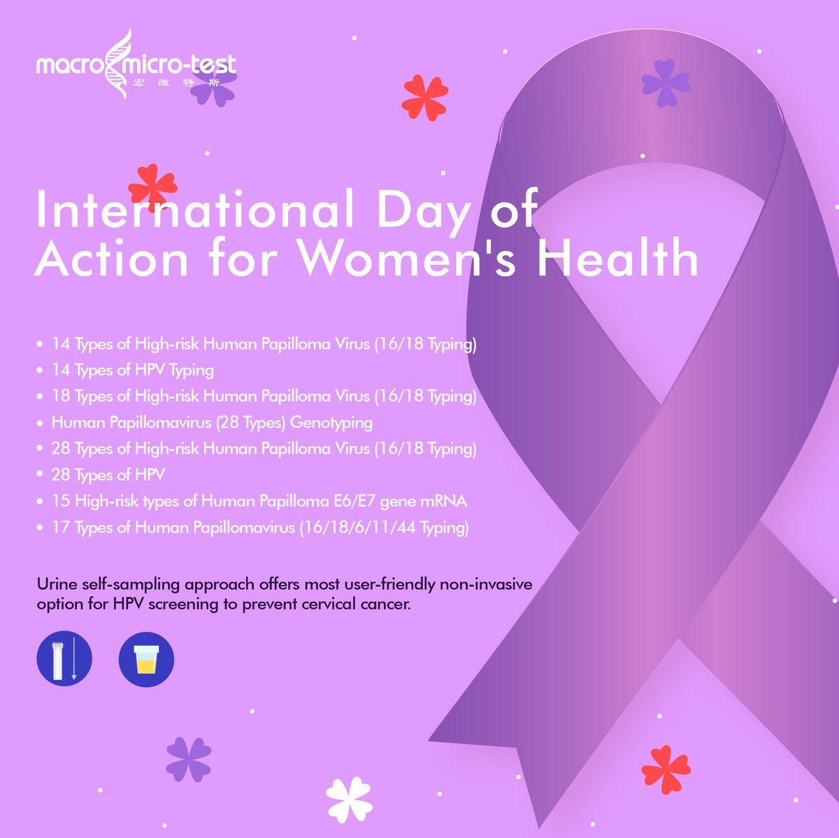 MacroMicroTest's tweet image. In line with the recommendation of #WHO, MMT offers the most user-friendly sampling approach -Urine Sample for all its HPV DNA detection kits.
For more information:
mmtest.com/hpv-fluorescen…
#selfcare#selfsampling#hpv#cervicalcancer#who#sti#womenhealth#macromicrotest#mmtest#mmt