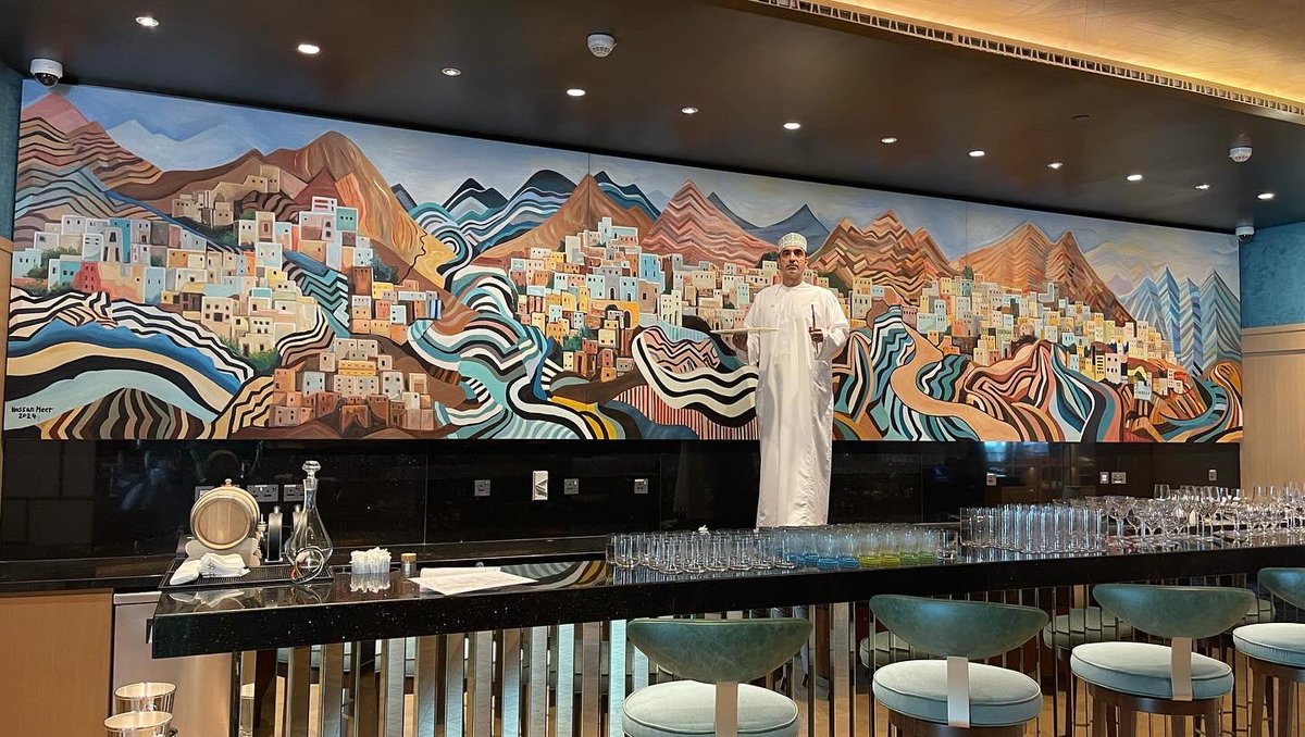 My recent work <a href="/st/">stefanT</a> regent hotel muscat. “Mutrah Mountains “ 2024 oil on canvas . 9m x1.8 cm