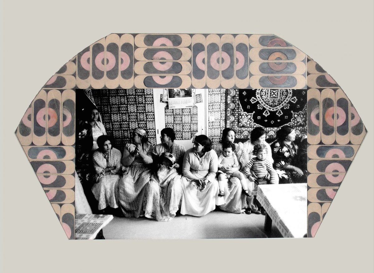 Nil Yalter, (Algerian wedding in France) Mariage algérien en France, 1977, photographs, drawings, painting, 80 x 60 cm #artbywomen #PalianShow #NilYalter #turkishwomenartists