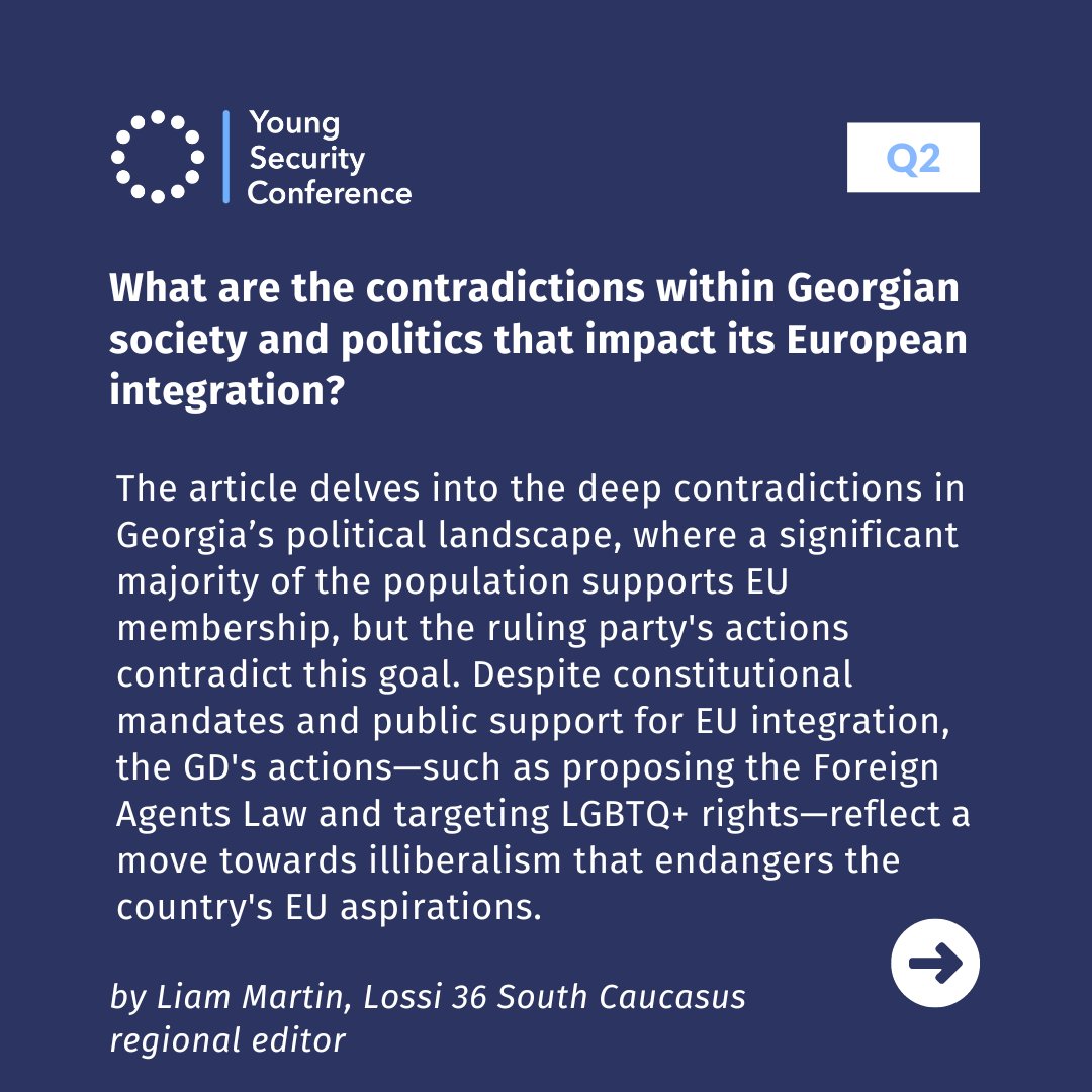 YSConference's tweet image. Re-publication: 'Whither Europe? Illiberalism in Georgia and the dilemma of Eastern Enlargement' by @MartianLMartin, Caucasus Regional Editor at Lossi 36.
🇬🇪🇪🇺 Discover how #Georgia's political shift challenges the #EU’s balance of values &amp;amp; geopolitics: lnkd.in/epZtkjS9