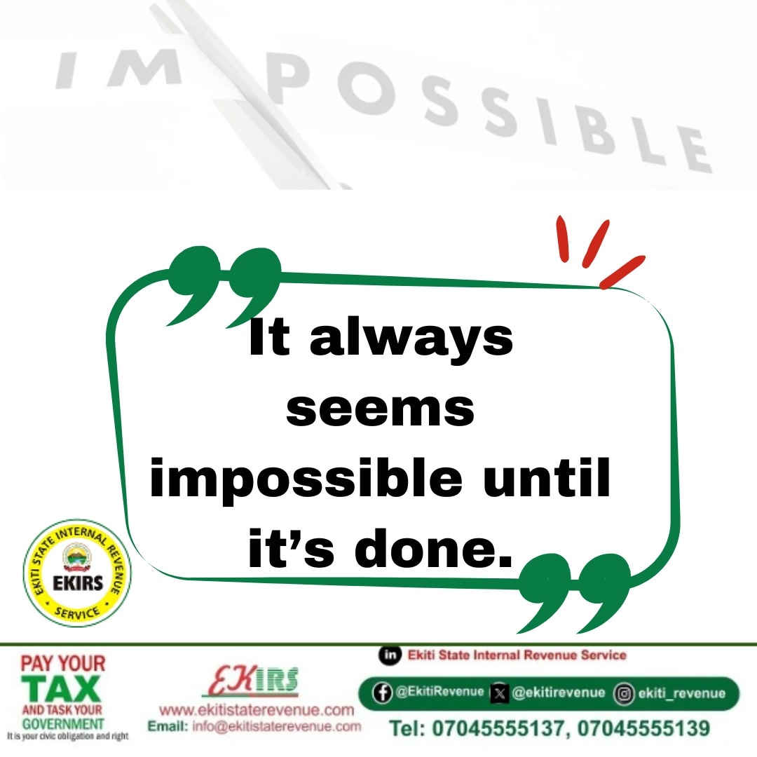 ekitirevenue's tweet photo. #FridayMotivation
#TGIF
#PossibilityMindset https://t.co/lKLF1mnCJ5