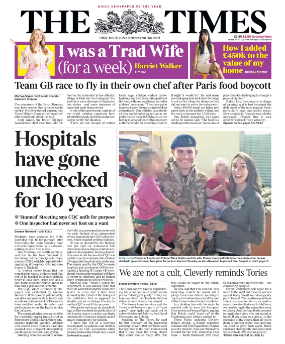 The Sec of State has confirmed what families have said for years: CQC is not fit for purpose.
For years we've called on CQC to act to protect people relying on care. Their failings leave lives &amp; dignity at risk.
We hope now CQC will be forced to act.
Our reaction in <a href="/thetimes/">The Times and The Sunday Times</a> 👇