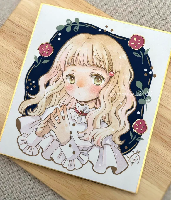 #メルメリィ に連れて行く1/4色紙原画1枚目#てがき時間 