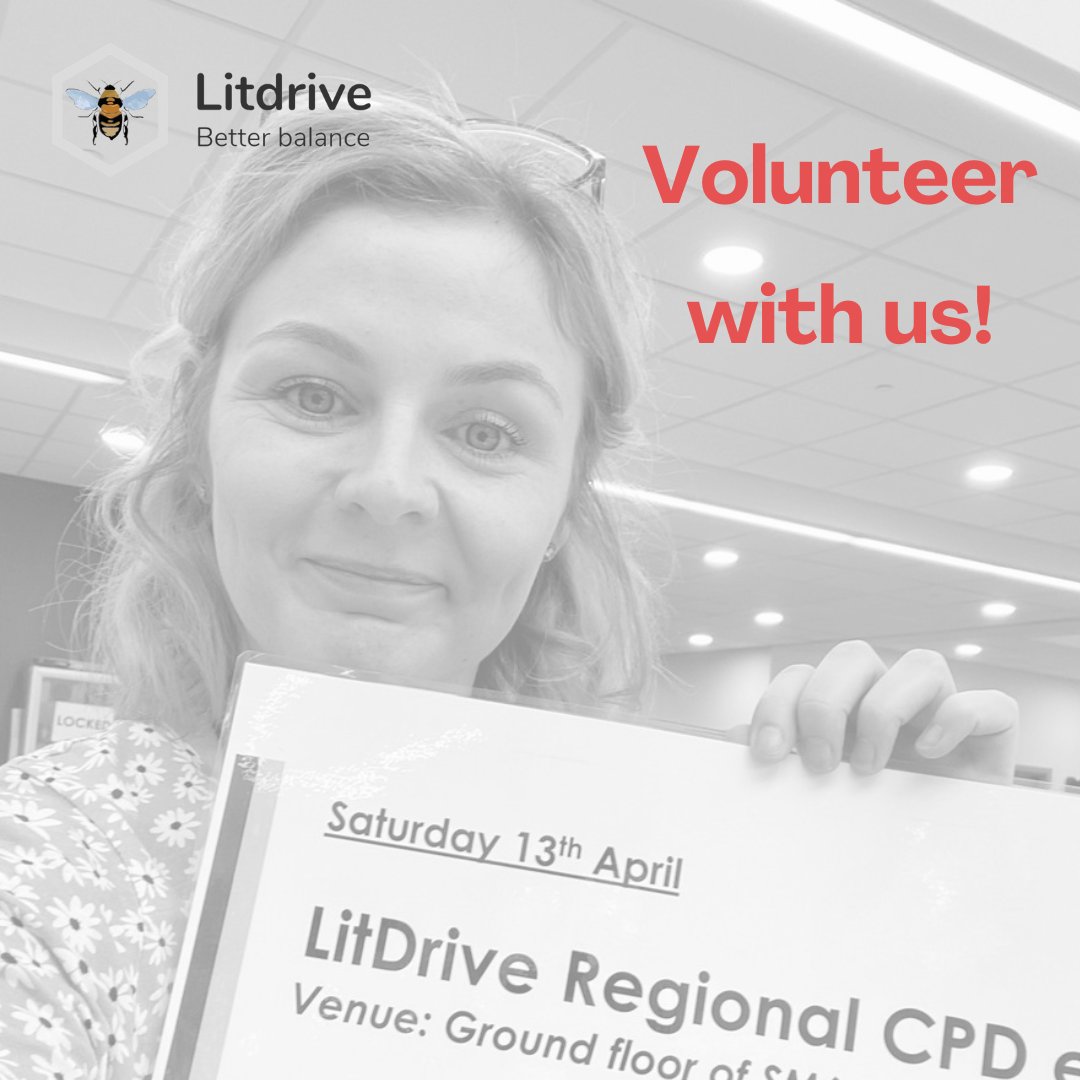**Volunteer with us!**

Planning is underway for 2024/2025 and we would LOVE to hear from you.

- help out at regional and national events
- record a PD session 
- write a blog
- help to shape our offer to members

Let us know:
forms.gle/MpZZUg4mtowDgC…

#Litdrive