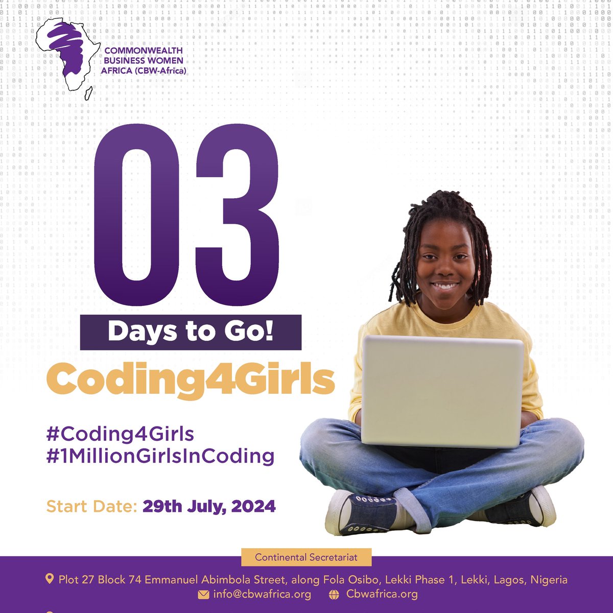 cbwafrica's tweet image. It’s just 3 days before #Coding4Girls begins!
The countdown is nearly over—prepare to elevate your coding skills, ignite your creativity, and enhance your problem-solving abilities. Don't miss the opening session!
NYSC #WeAreNotGoingBack #Paris2024 Arab The DSS