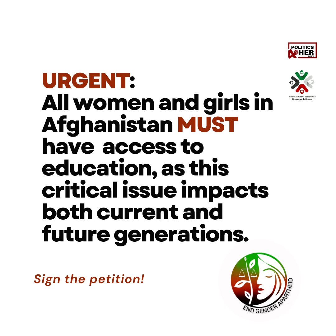 Today marks 1,049 days since girls were banned from school in AFG, denying them a fundamental human right: education. We must unite and fight for women's liberation everywhere. Are we ready to cry out louder against patriarchy? 
#EndGenderApartheid
change.org/p/recognize-ge…