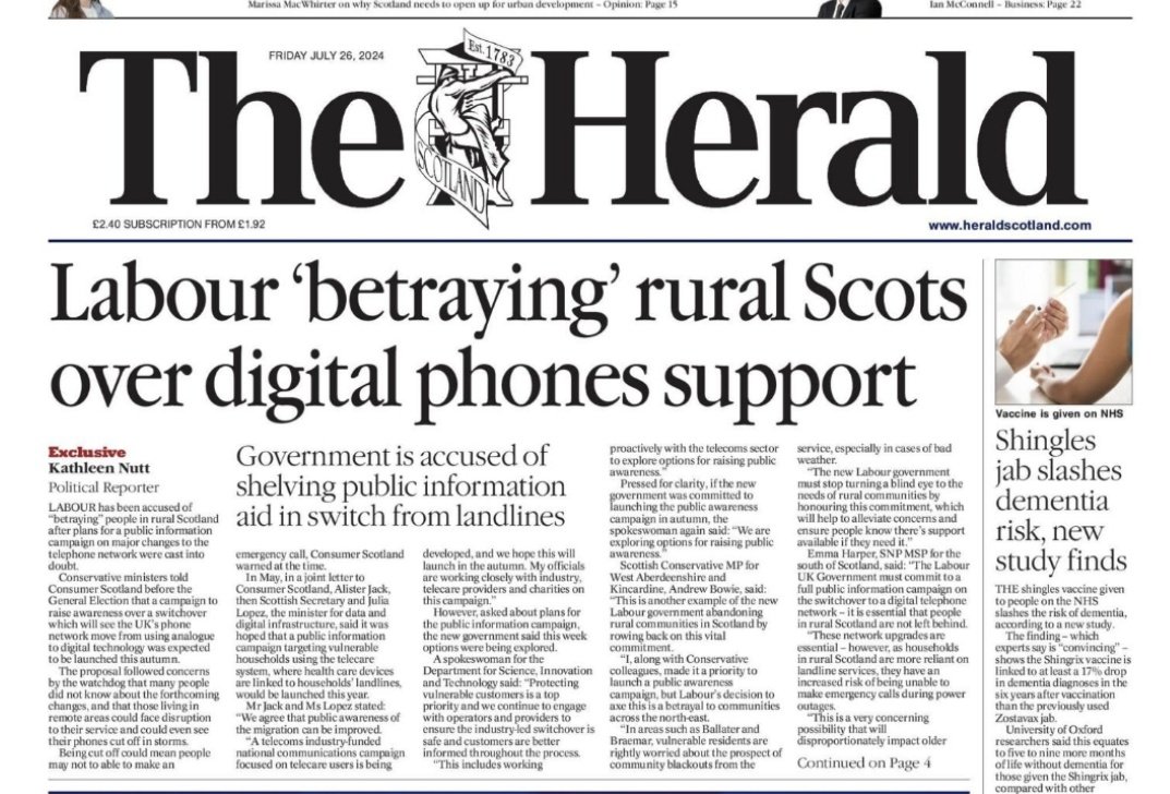 AndrewBowie_MP's tweet image. "Labour Betraying Rural Scots over Digital Phones Support" @heraldscotland 👇
Not good enough.