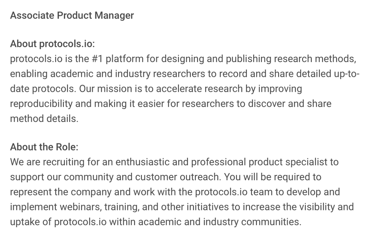 protocols.io (@protocolsio) on Twitter photo We are hiring! Looking for a researcher to join our <a href="/protocolsIO/">protocols.io</a> team (Heidelberg, London, or Berlin). springernature.wd3.myworkdayjobs.com/SpringerNature… We are hiring! Looking for a researcher to join our <a href="/protocolsIO/">protocols.io</a> team (Heidelberg, London, or Berlin). springernature.wd3.myworkdayjobs.com/SpringerNature…