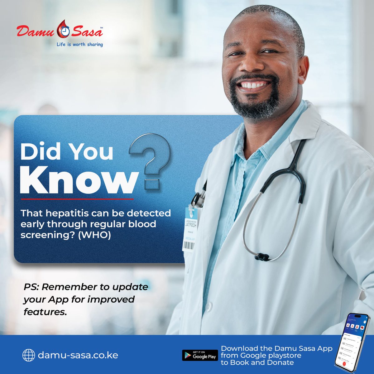 damu_sasa's tweet photo. Blood donation is one of the ways blood screening gets done. Stay healthy and donate blood with Damu Sasa.
#DamuSasa #DamuSasaApp #DamuSasaServices #Bloodscreening #BMIS https://t.co/ICBVsB0iyt