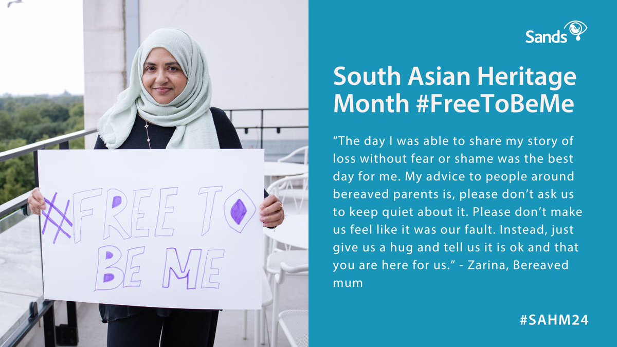 SandsUK's tweet image. This #SouthAsianHeritageMonth (18 July – 17 Aug), Zarina wanted to use her experience of loss to help others by sharing advice for those who want to support bereaved parents 💙🧡 

We are always here for you ⬇️

sands.org.uk/support-SA 

#SAHM24 #FreeToBeMe