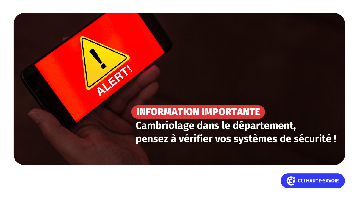 🔔 #Alerte vol de métaux à Scionzier 🔔

Dans la nuit du 24 au 25 juillet 2024, environ 2 tonnes de laiton ont été volées dans une entreprise.

Entreprises du département, redoublez de #vigilance et vérifiez vos systèmes de sécurité ! Restons solidaires !