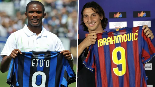 Copa90's tweet photo. 15 years ago today, Barcelona gave Inter €46 million and Samuel Eto'o for Zlatan Ibrahimović https://t.co/xNHoRi4nqL