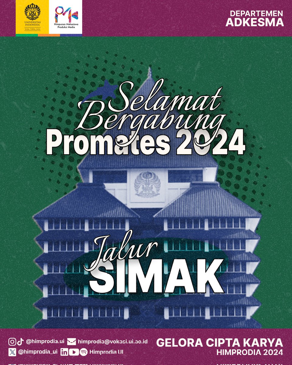 himprodia_ui's tweet image. 🎉 SELAMAT BERGABUNG DI PRODUKSI MEDIA UI PROMATES 24 JALUR SIMAK🏆

#SIMAKUI #UniversitasIndonesia