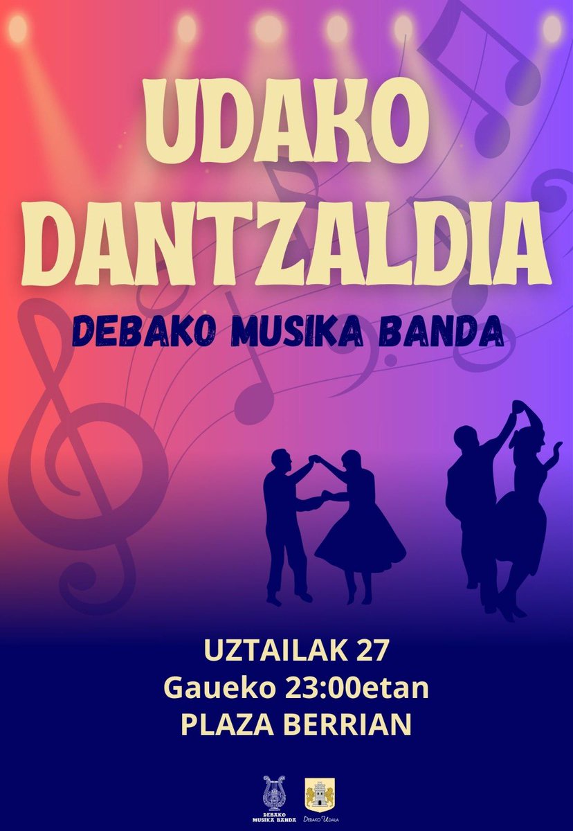 🕺🏻 DANTZALDIA 💃🏻

Larunbat hontan hitzordu berezi bat dugu! 🎷🎺 Urtero bezala dantzaldia eskainiko dugu plaza berrian, gaueko 23:00tatik aurrera.

Pasodobleak, euskal abestiak, rantxerak,… musikaz gozatu eta gorputza mugitzeko emanaldia!!💃🏻🕺🏻

Gerturatu zaitezte!!! 🎵🎶