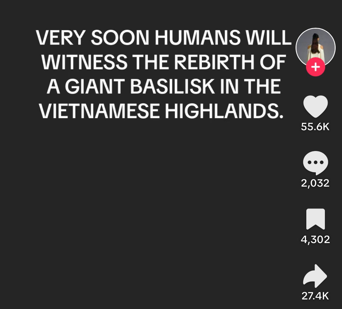 not sure why people claim tiktok isn’t informative when it’s literally the only place people are talking about the imminent rebirth of a giant basilisk in the vietnamese highlands