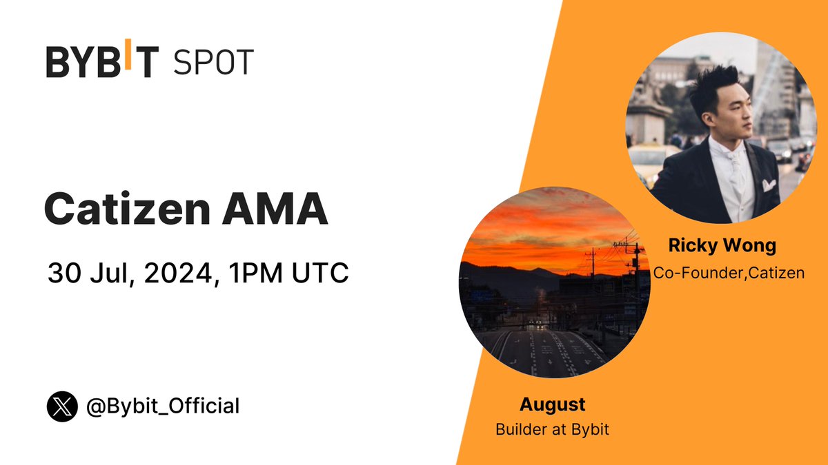 Bybit_Official's tweet image. 🔥 Bybit x @CatizenAI X Spaces AMA!  

💯 Are you ready to learn more about Catizen?  

📆  Join our X Spaces AMA on Jul 30, 2024, 1PM UTC  

🎁 Stand a chance to share a 250 USDT Bonus prize pool! - i.bybit.com/psZcabW