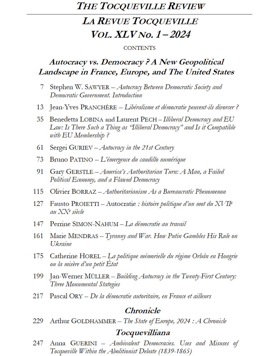 Tocqueville 21 (@tocqueville21) on Twitter photo The new issue of The Tocqueville Review: out now 🎉
Articles from leading experts about the rise of democratic illiberalism across Europe and the West
<a href="/utpjournals/">UTP Journals</a> 📚 tocqueville21.com/the-tocquevill… The new issue of The Tocqueville Review: out now 🎉
Articles from leading experts about the rise of democratic illiberalism across Europe and the West
<a href="/utpjournals/">UTP Journals</a> 📚 tocqueville21.com/the-tocquevill…