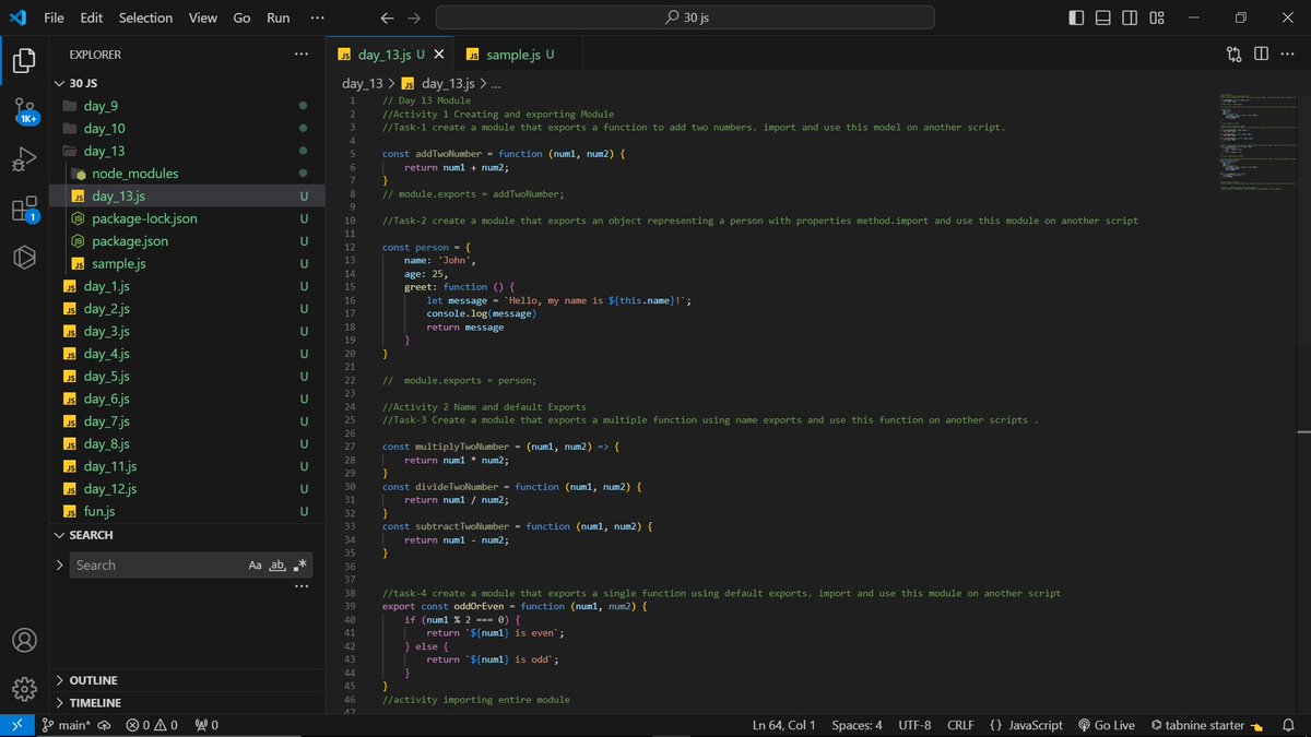 baasantjoshi's tweet image. Day 13 of learning JS

Today, I have learned how to import and use various functions and modules in JavaScript. I also explored  lodash and Axios .
#hiteshdotcom #30DayofJs  #coding #webdeveloper