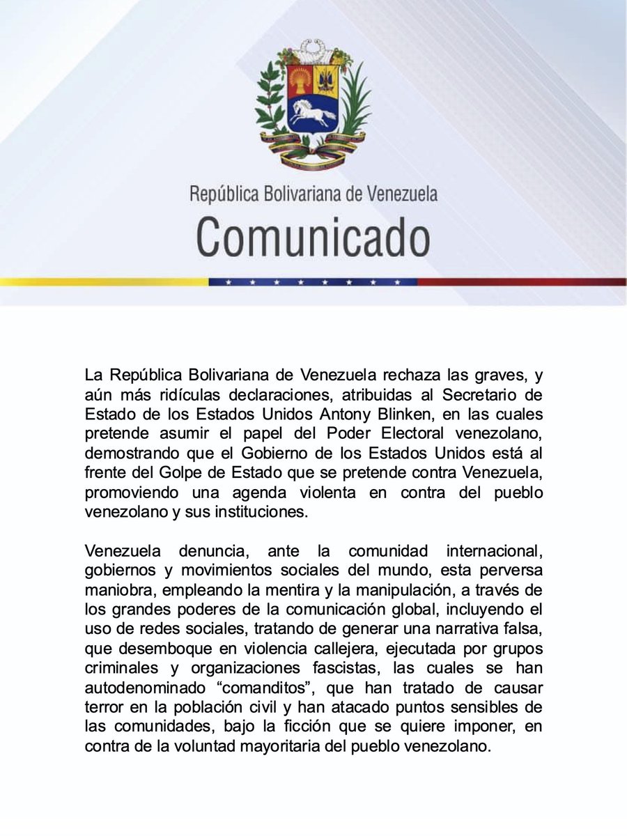 ameb_vzla's tweet photo. ¡No Somos Colonia de Nadie!
La República Bolivariana de Venezuela es tierra de paz y fundamenta sus principios de Libertad e Independencia en la doctrina de Simón Bolívar, nuestro Libertador. ¡Respeten a nuestra Patria Soberana! https://t.co/cNqKMWr6LE