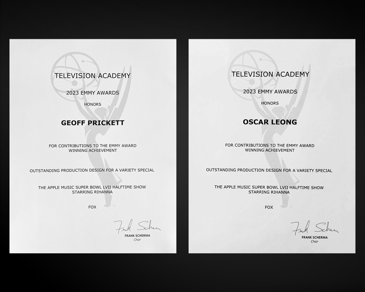 DesignAdaptive's tweet image. What a fantastic surprise to receive this in the mail! Huge thanks to our friends and clients at Tribe Inc. for submitting our names and for always inviting us to collaborate on such incredible projects!

#Emmys #SuperBowlHalftimeShow #ProductionDesign #ConcertDesign