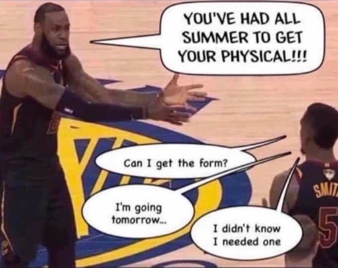 Make sure you are ready to go Monday!! 

Physical ✔️
Rank One Paperwork ✔️

No excuses!!

<a href="/GHSMustangsFB/">GHSMustangsFootball</a> <a href="/CHHS_FOOTBALL/">CHHS Football</a> <a href="/VB_CHHS/">Colleyville Heritage Volleyball</a> <a href="/VBGrapevine/">Grapevine HS VB🏐</a> <a href="/CHHSCXC/">CHHS XC</a> <a href="/GrapevineXC/">Grapevine High School Cross Country</a> <a href="/Coachdebesse5/">Bob DeBesse</a> <a href="/_Jerry_Edwards/">Jerry Edwards</a> <a href="/GCISD/">Grapevine-Colleyville ISD</a>