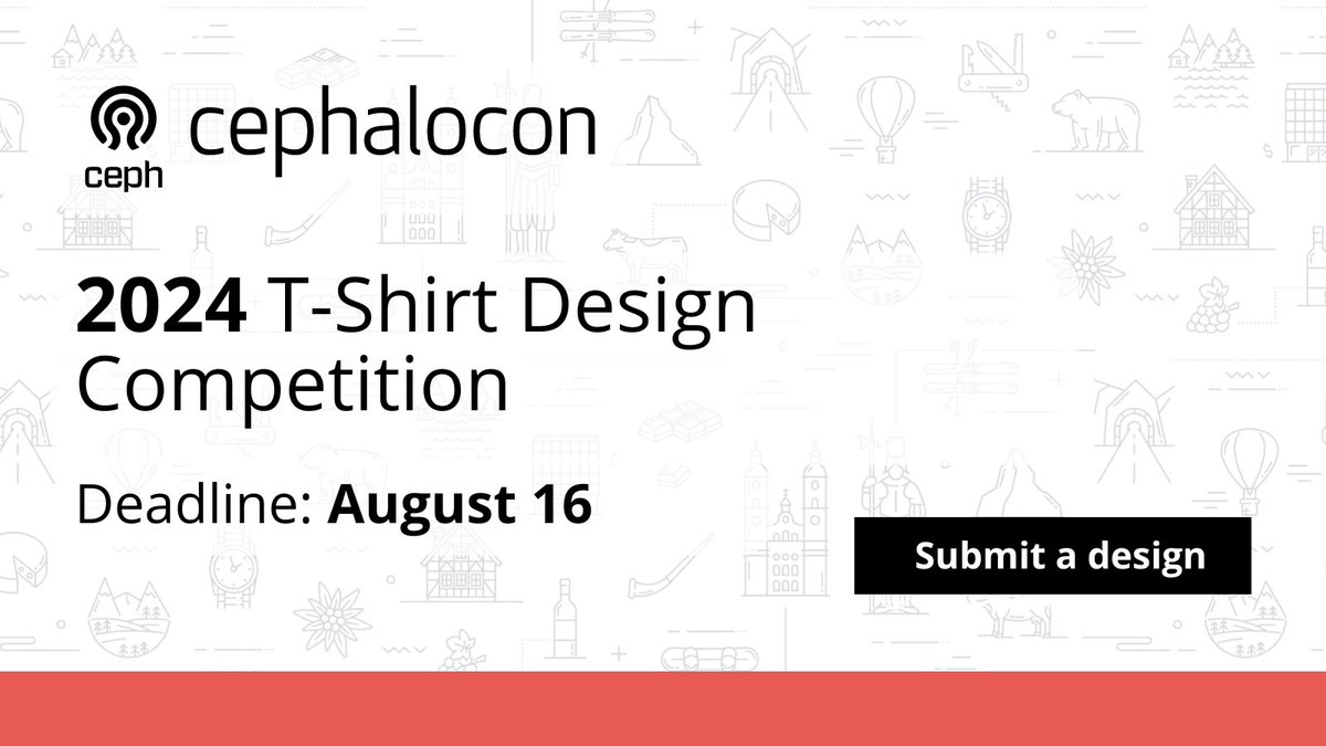 How would you like to be honored as the designer of this year's #cephalocon t-shirt? Submit a design proposal by Friday, August 16th for the chance to win a complimentary ticket to this year’s event at CERN in Geneva, Switzerland.

Learn more: hubs.la/Q02JWNtc0
#ceph