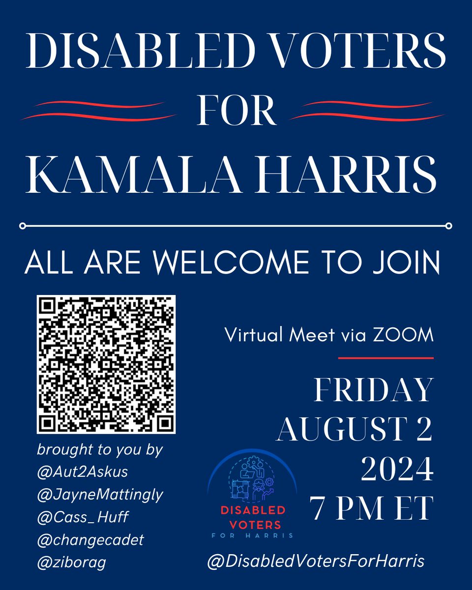 changecadet's tweet image. Join us @Disabled4Harris tonight 4pm PST/7pm PST to learn how our disabled vote matters! Email info@disabledvotersforharris.com for the zoom link!